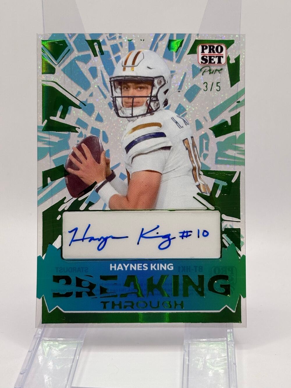 2024 Leaf Pro Set Pure Haynes King Breaking Through Green Auto 3/5 SP Panthers
